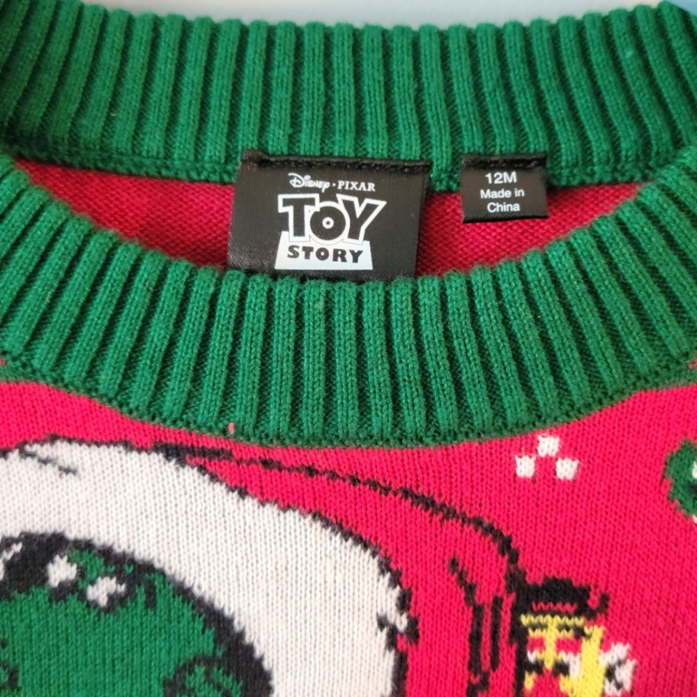 NWOT-Disney/Pixar-Toy Story-Infant-Christmas Sweater-Size 12 Months-Red & Green - Picture 2 of 3